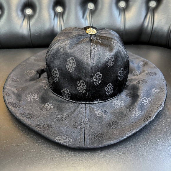 Brand New Chrome Hearts Satin Monogram Bucket Hat Black Silver Cross Top Button - Picture 1 of 14